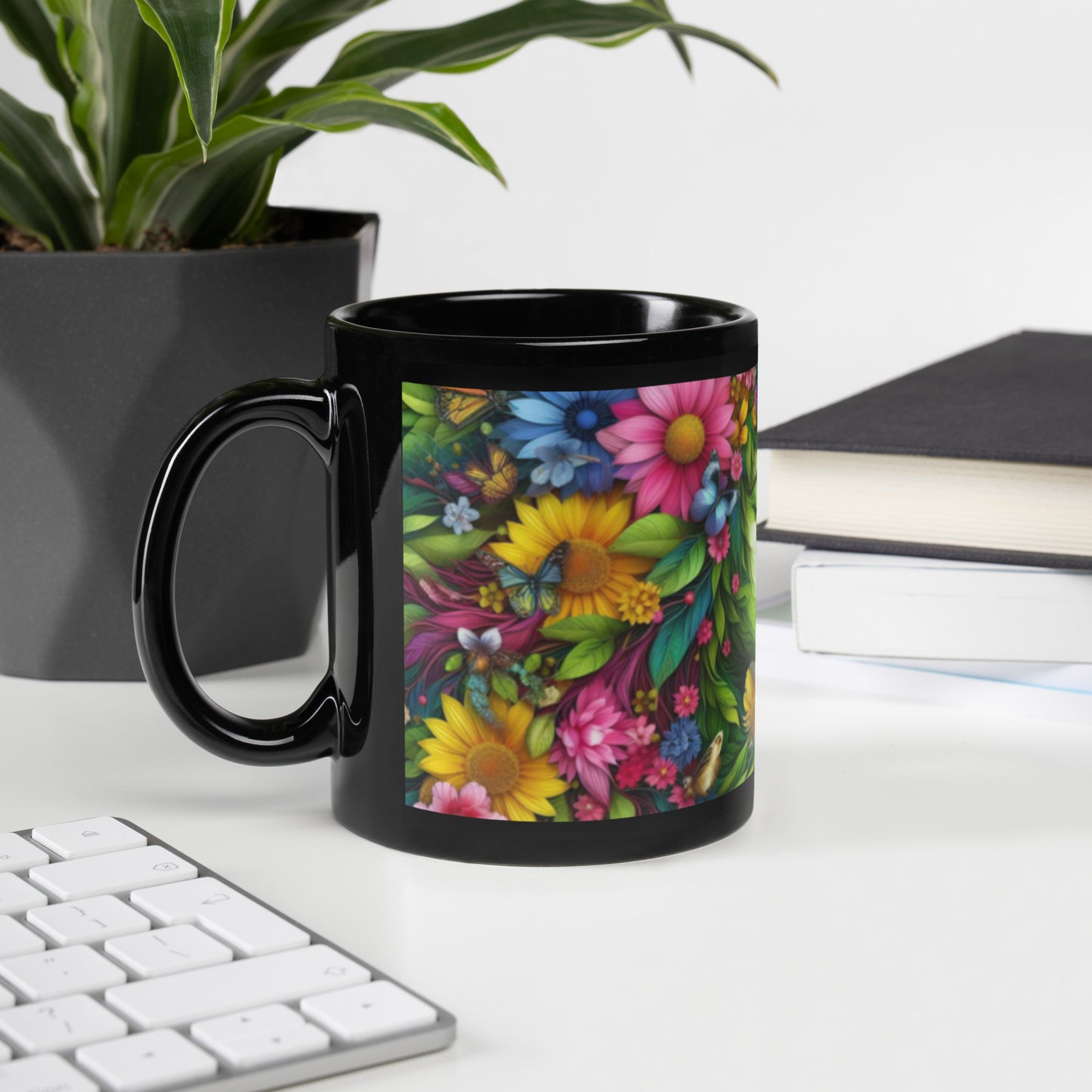 Earth Goddess Black Glossy Mug